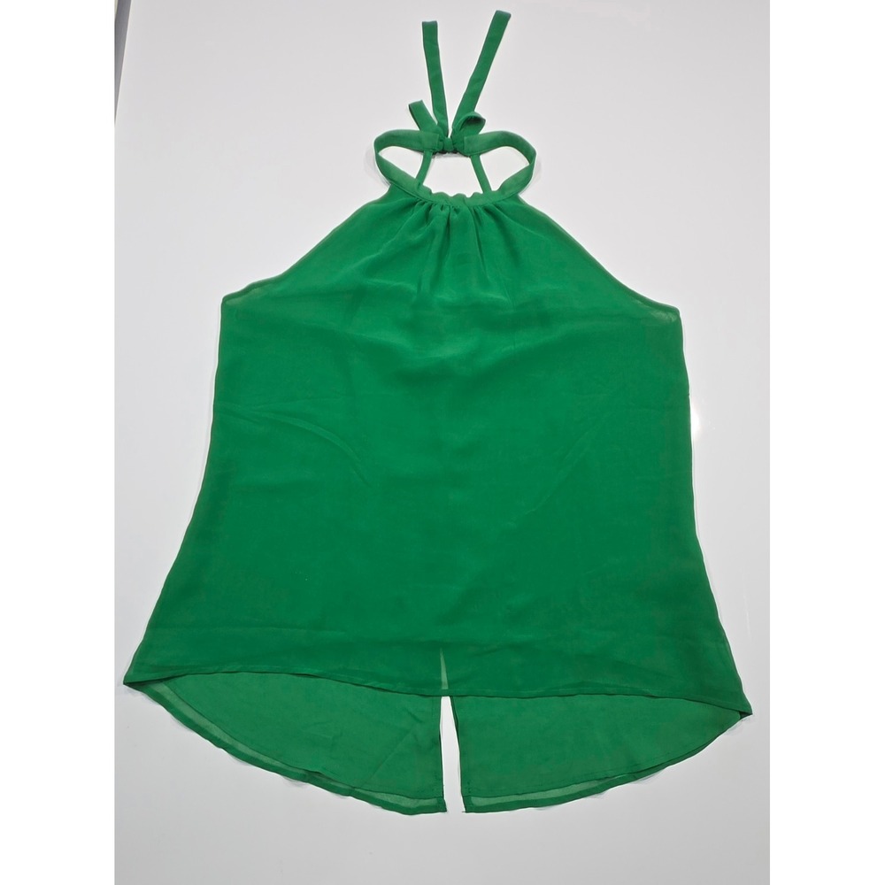 New York & Company Sweet Pea Green Halter Top Sleeveless‎ Blouse Size L